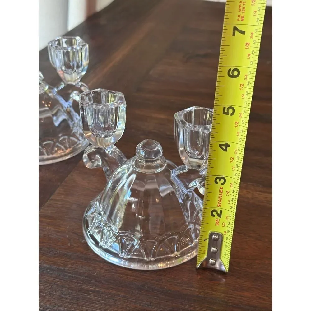 Pair of vintage Imperial Glass double candlestick holders